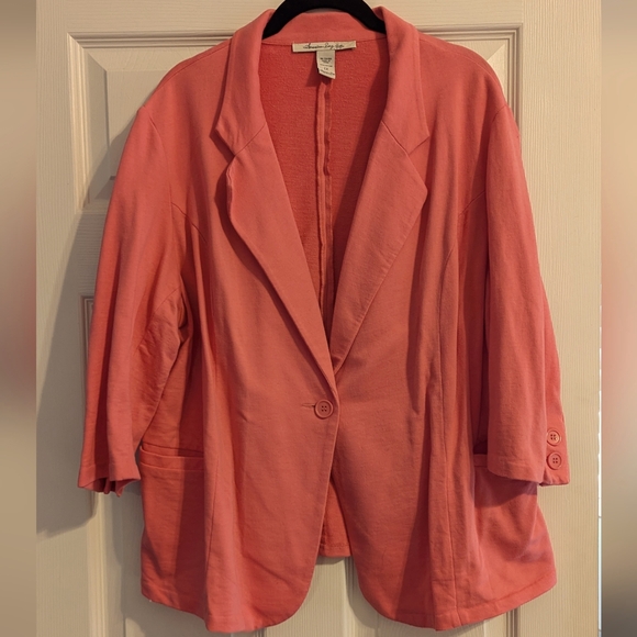 American Rag Peachy Pink Stretch Blazer size 1X - Picture 1 of 5